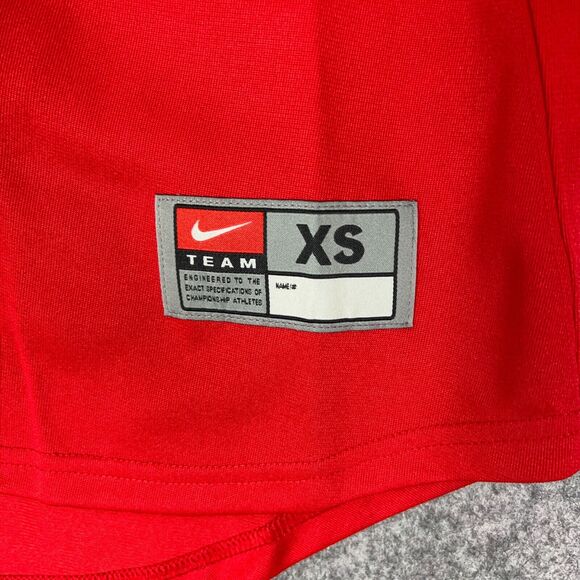 Nike Womens Jersey Extra Small Red White Softball Button Short Sleeve Black NWT - Picture 2 of 8